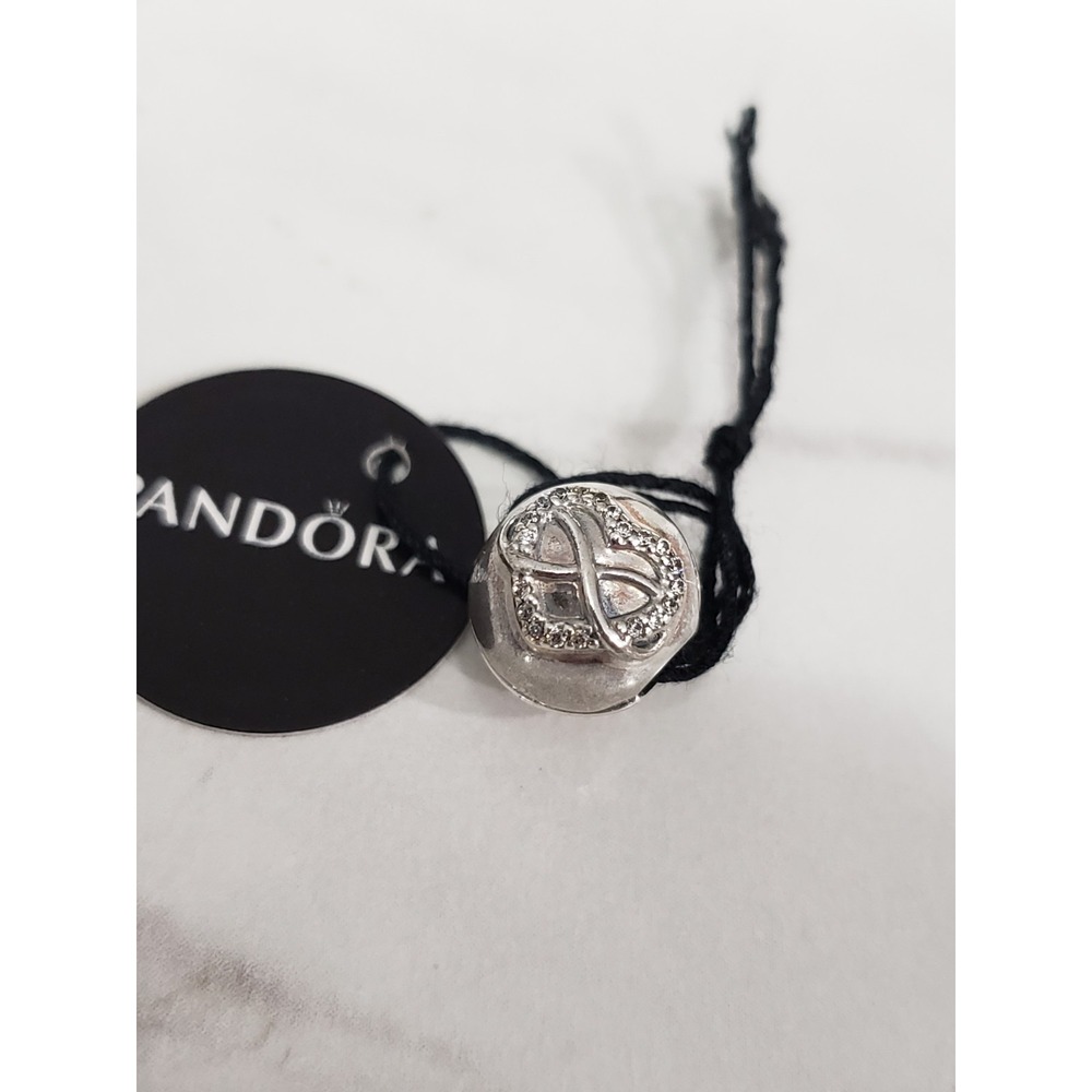 NEW Pandora .925 791947cz infinity heart clip bead charm STERLING SILVER